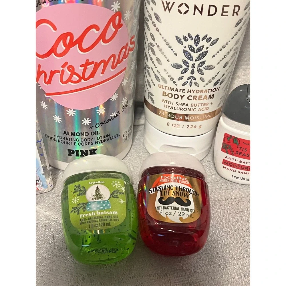 Bath Body Works Pure Wonder & PINK Coco Christmas Lotion Hand Sanitizer lot of 6